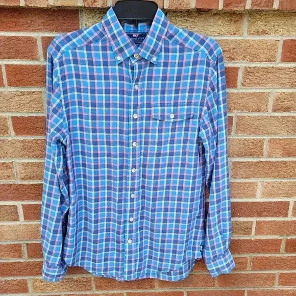 Vineyard Vines Other - Vineyard Vines Plaid Slim Fit Crosby Shirt Button Up Men's Size S Linen Blend